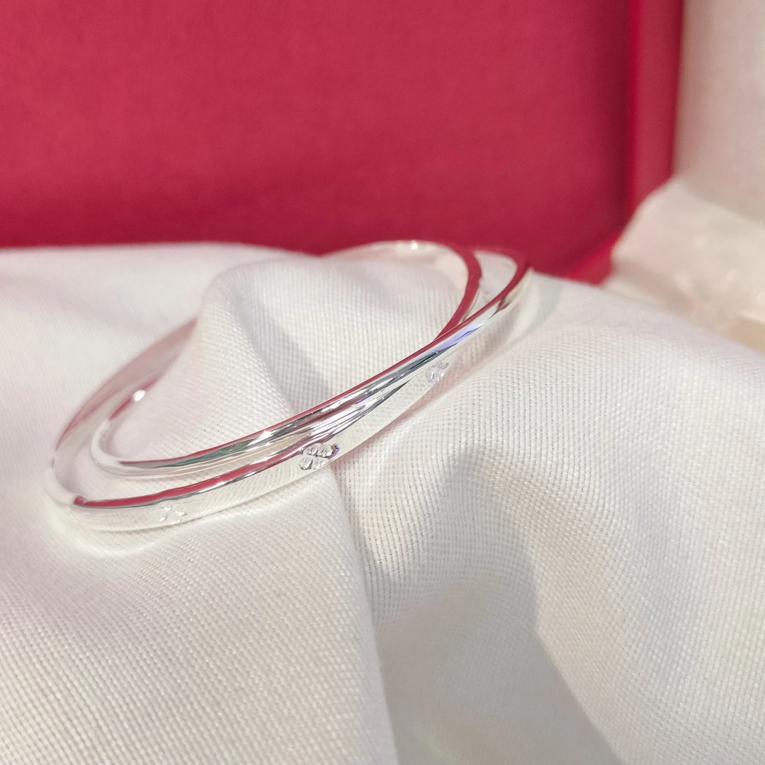 足银手镯 9999纯银手镯女四叶草气质手环银镯子学生本命年送女友