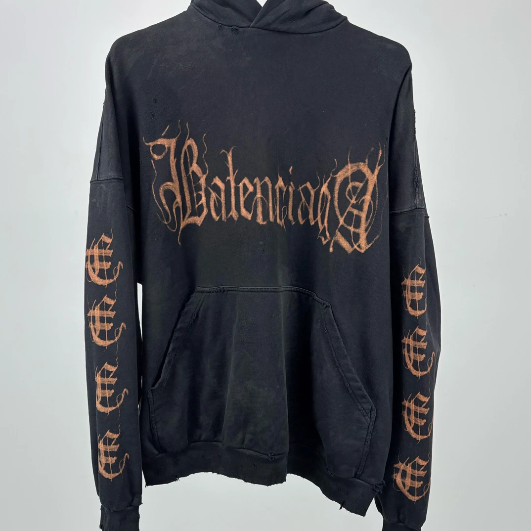 99新 Balenciaga/巴黎世家 巴黎世家梵文泥染做旧卫衣2码 14763