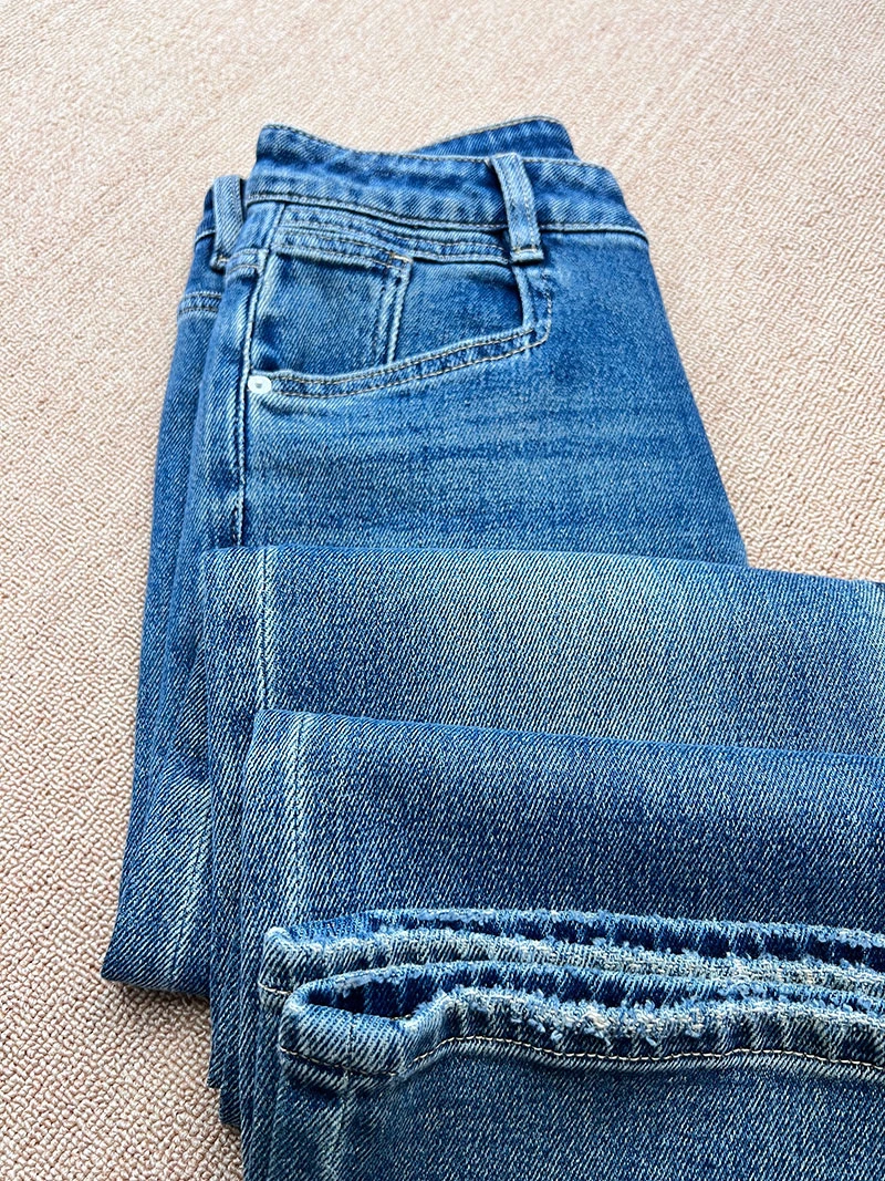 【36333】春款 微弹 窄版直筒精梳棉软牛仔裤莫奈蓝百搭