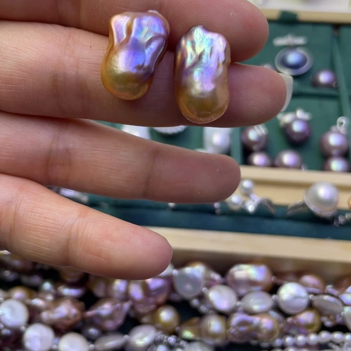 淡水珍珠耳饰银S925镶嵌