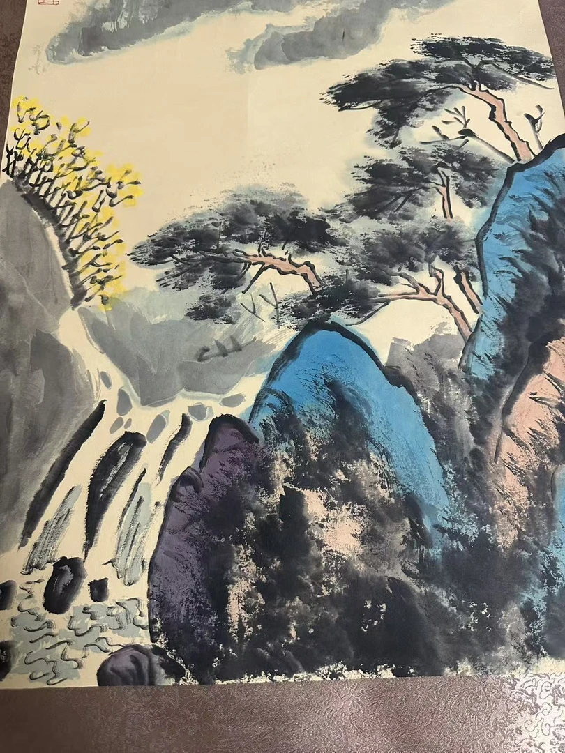 中堂千客厅办公室适用古山水丝绸画卷轴国画