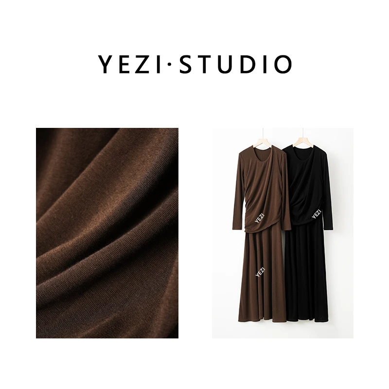 【满分松弛】25早春肤感双面平纹堆叠斜裁针织连衣裙25134010-2/16