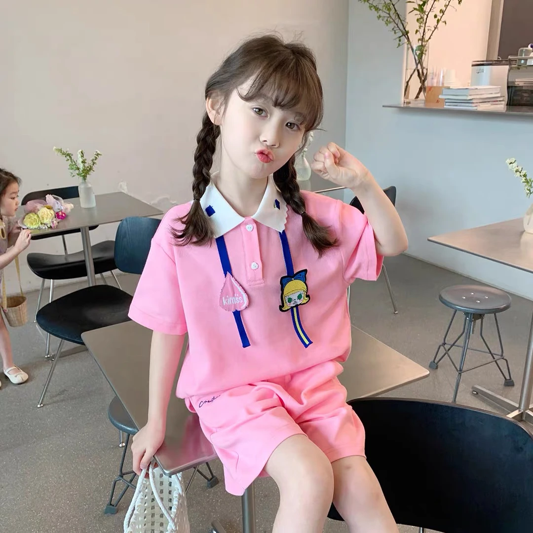 女童夏季套装2025夏装新款儿童韩版休闲polo套装