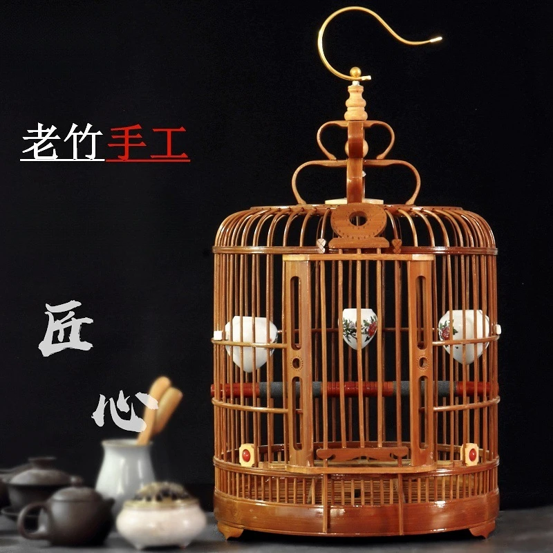 贵州凯里画眉笼画眉鸟生头笼竹制手工大号八哥鹩哥画眉鸟笼子