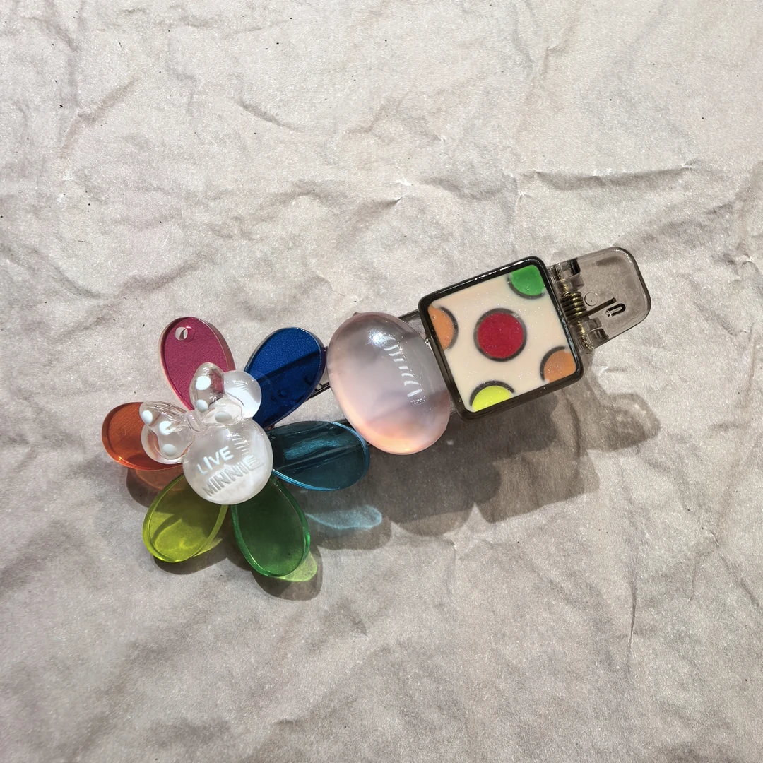 E581彩色花花米奇边夹