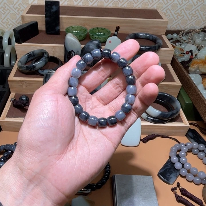 和田玉手链卡10 有棉点未镶嵌