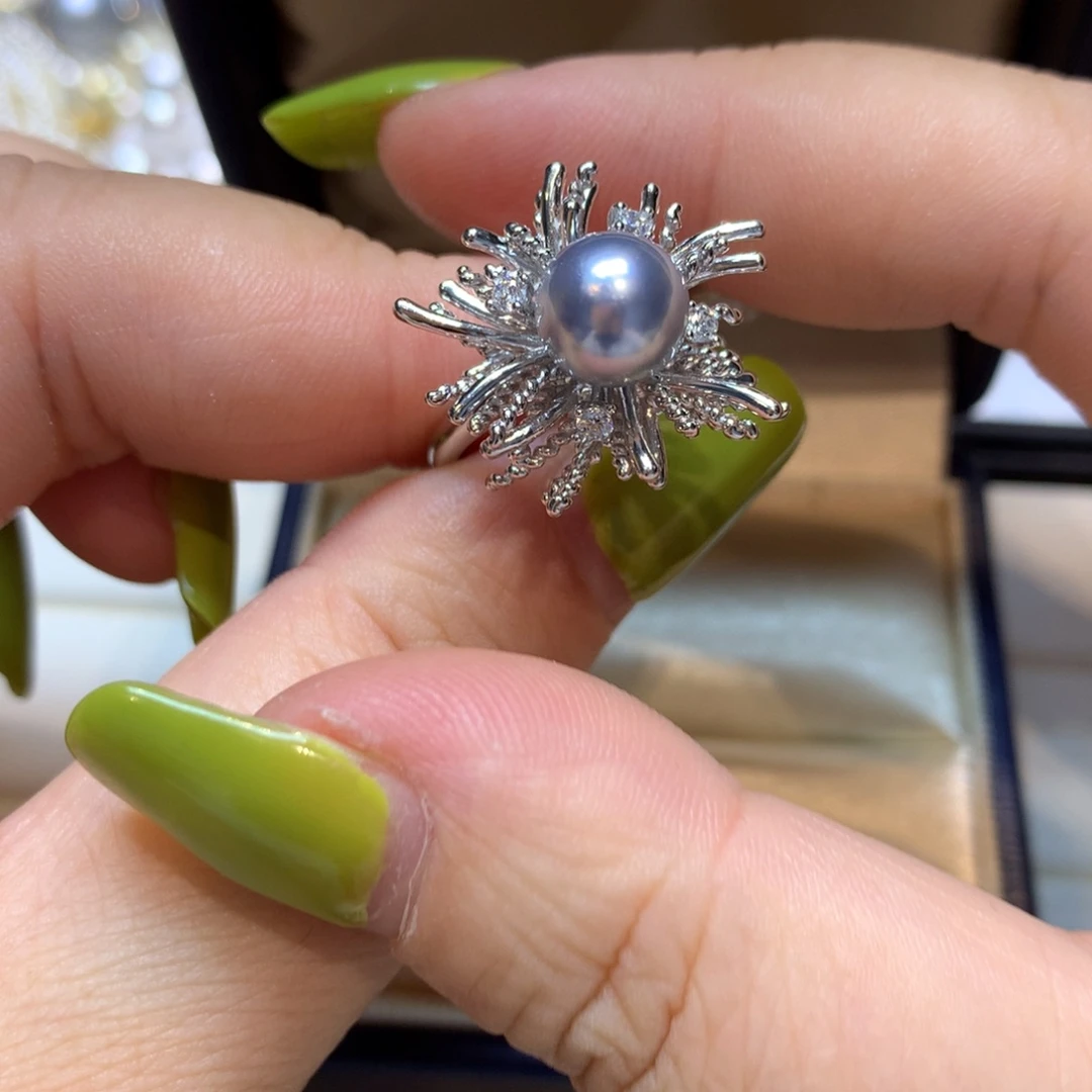 海水珍珠戒指银S925镶嵌