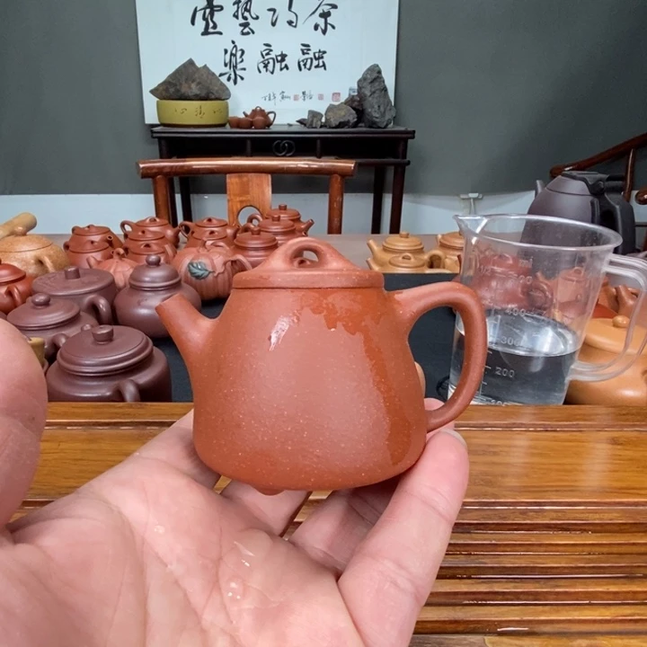 紫砂茶壶原矿红降坡高瓢半手工