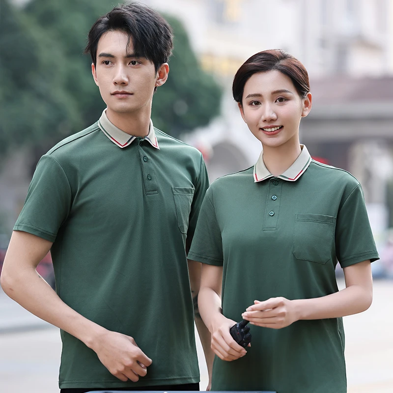 工作服定制夏季短袖工衣服务员餐饮店奶茶饭店员工工服POLO衫印字