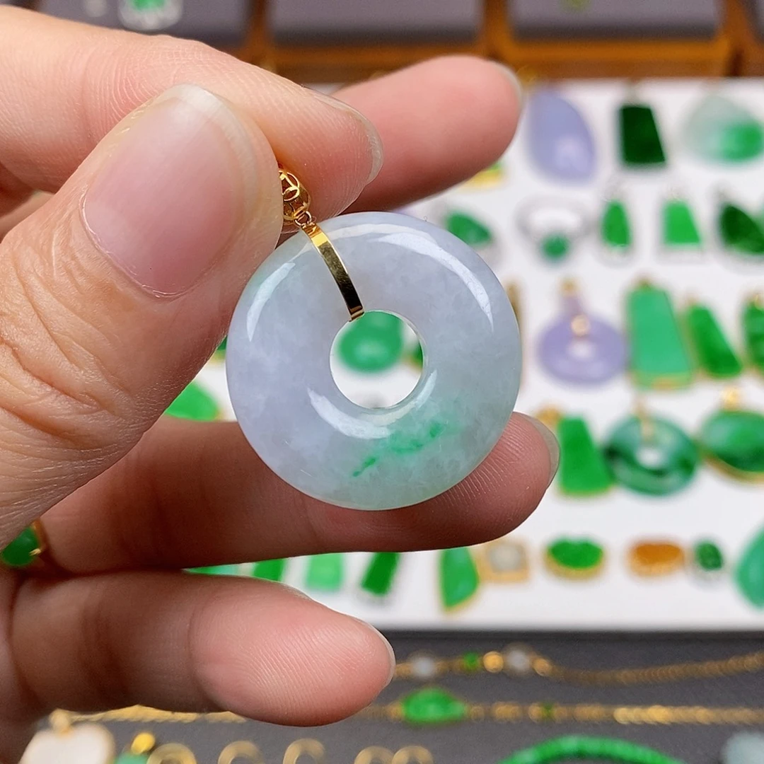 翡翠18K金镶嵌吊坠(不含链)