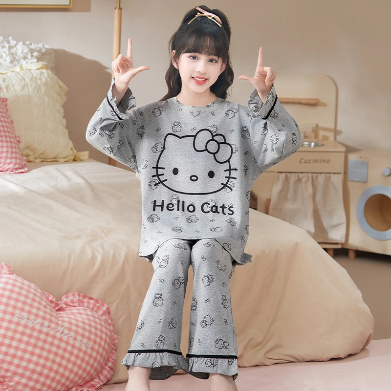 儿童睡衣2025春秋季新款女童长袖纯棉大童女孩卡通休闲洋气家居服