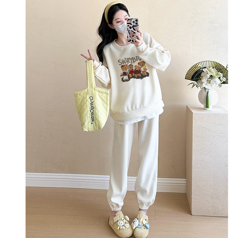 孕妇春装套装2025新款时尚洋气时髦孕期穿搭春秋款长袖上下两件套