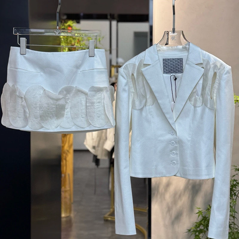 设计师品牌SIQI 25ss新款立体网纱设计感镂空西服半裙时尚西服