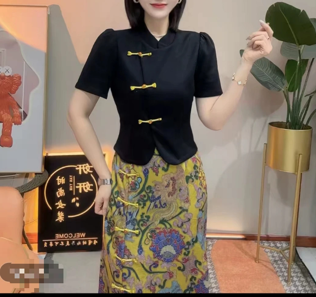 2025时尚气质女人新中式国风半裙两件套套装潮流