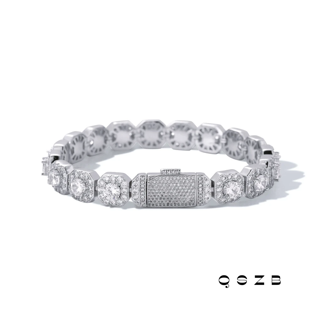 铜合金合成锆石手链 逆爱驰总同款 盒子扣8MM冰糖钻 轻奢男女手链