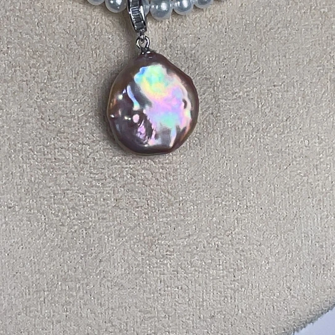 淡水珍珠吊坠(不含链)银S925镶嵌