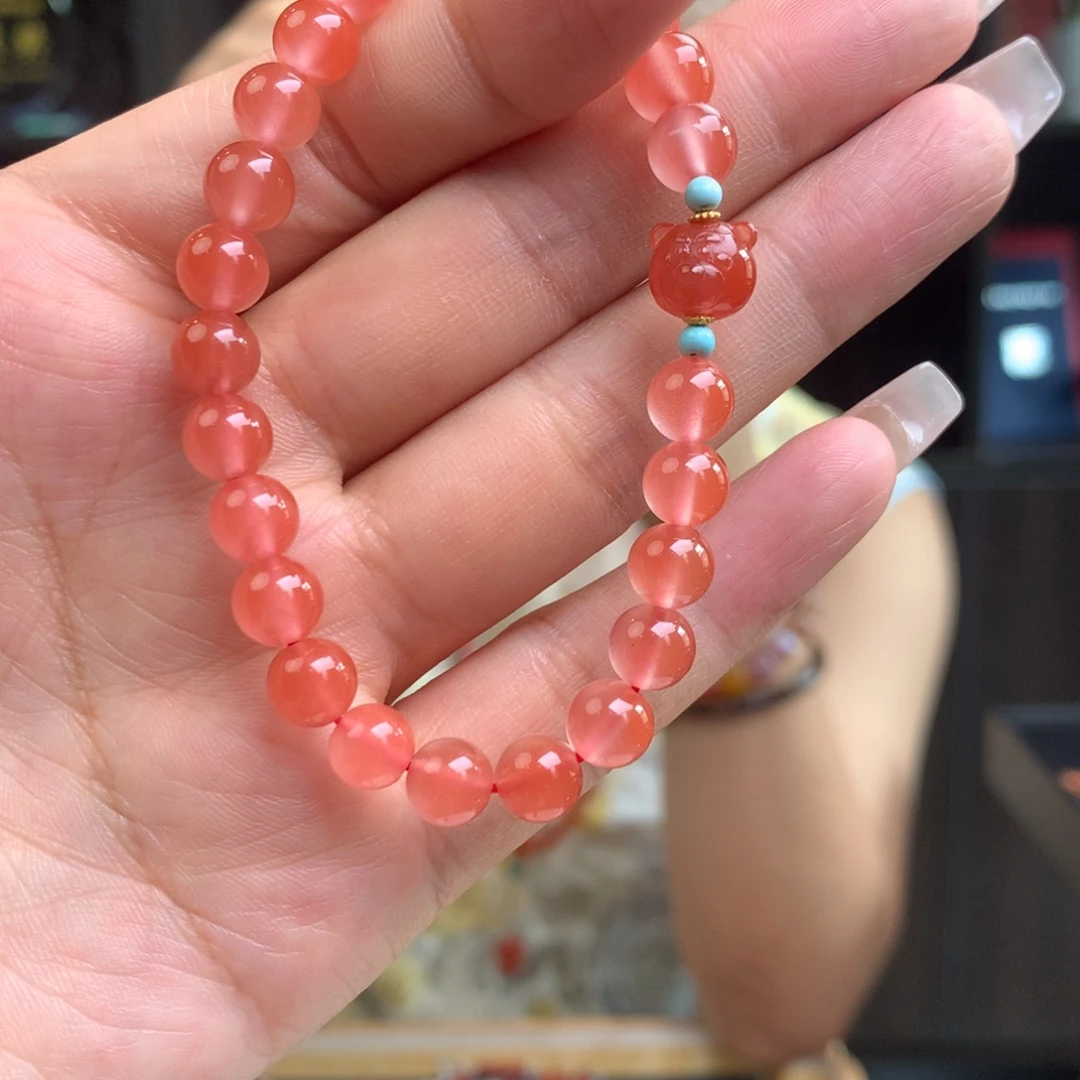 南红玛瑙南红玛瑙未镶嵌草莓熊卡7