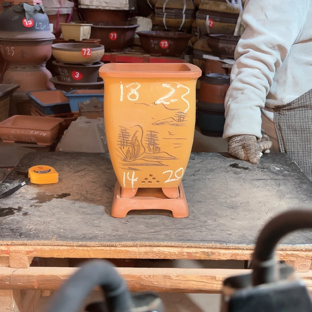 紫砂花盆高四方盆一个