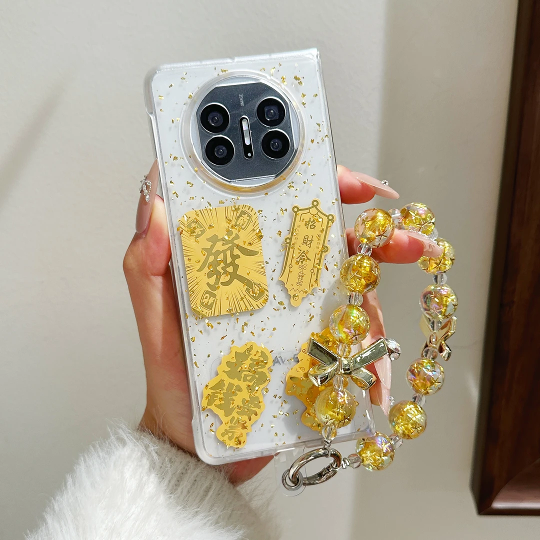 金箔滴胶招财令适用华为MateX6折叠mateX5典藏版X3个性手机壳女
