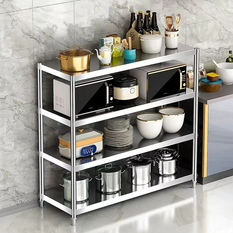 80长开播福利多层不锈钢厨房置物架收纳货架阳台家用微波炉架