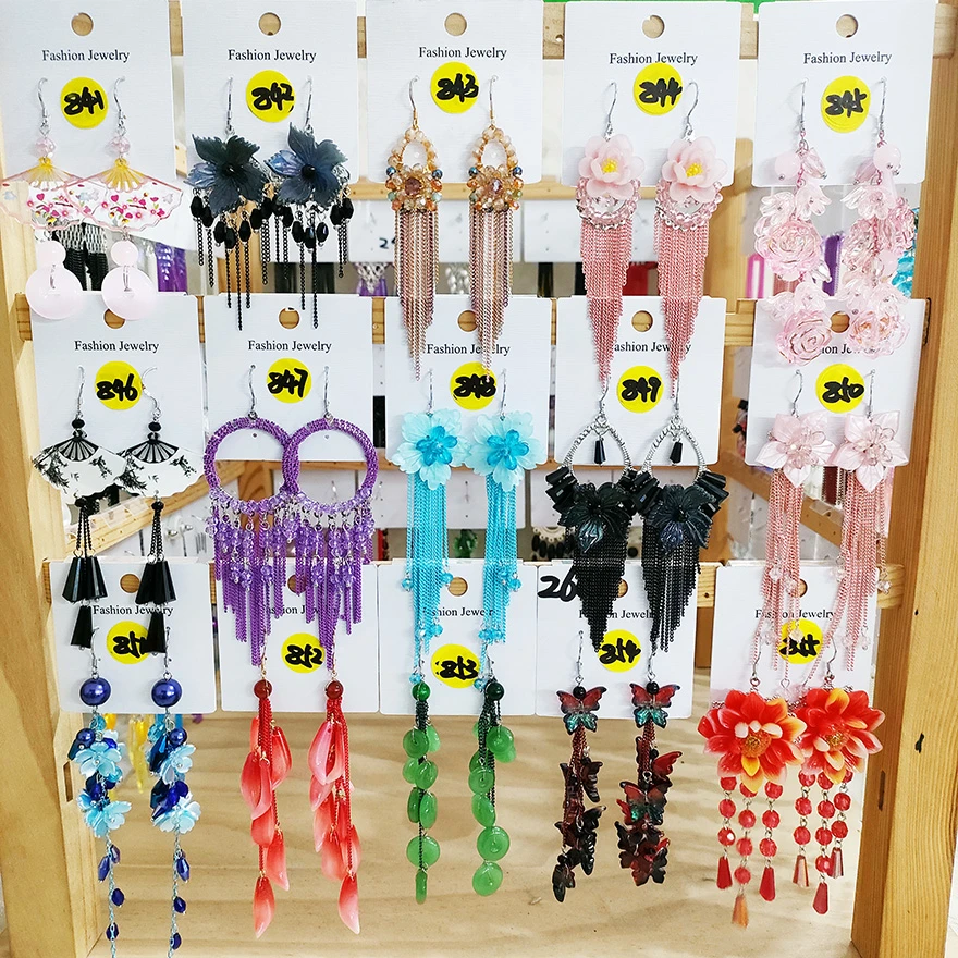 铜合金玻璃耳饰 (841-900)-009民族风纯手工流苏耳环合集