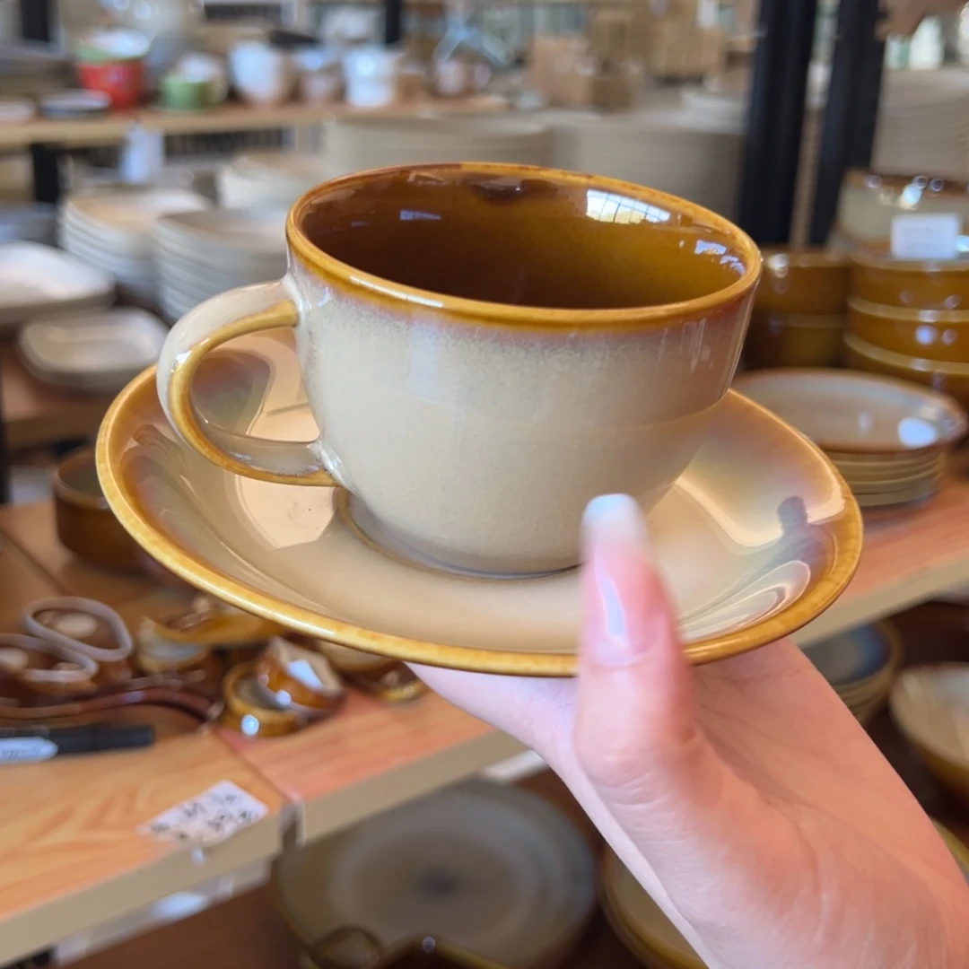 新骨瓷103瑕疵慎拍曼谷棕 中号咖啡杯碟套装