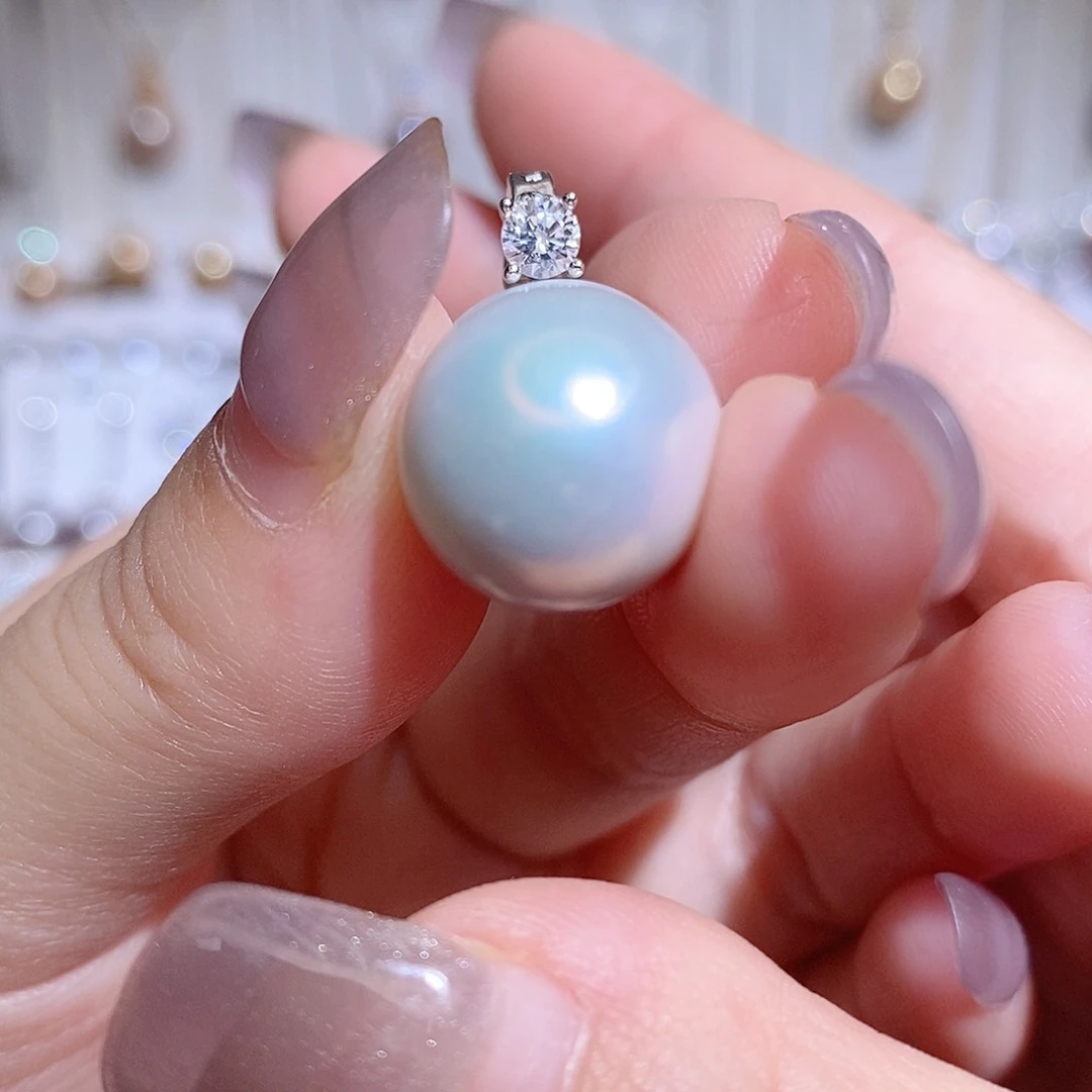 淡水珍珠银S925镶嵌吊坠(赠链)欧*噶s y