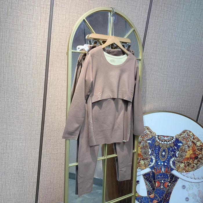 EZ119孕妇咖色秋衣套装L100-130XL140XXL150