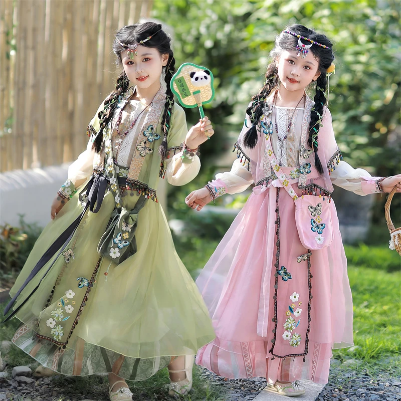 2025夏季新款女儿童原创重工中国风古装汉服套装女孩仙气飘飘襦裙