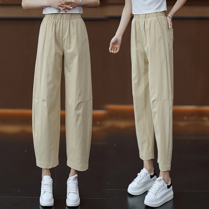 薄款天丝哈伦裤休闲裤女2025夏季新款梨形身材裤百搭九分裤子通勤