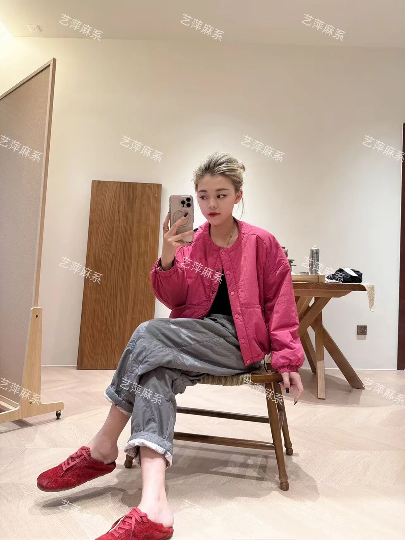 2025冬季圆领龟背纯色外套韩系时尚百搭防水棉服外套7138