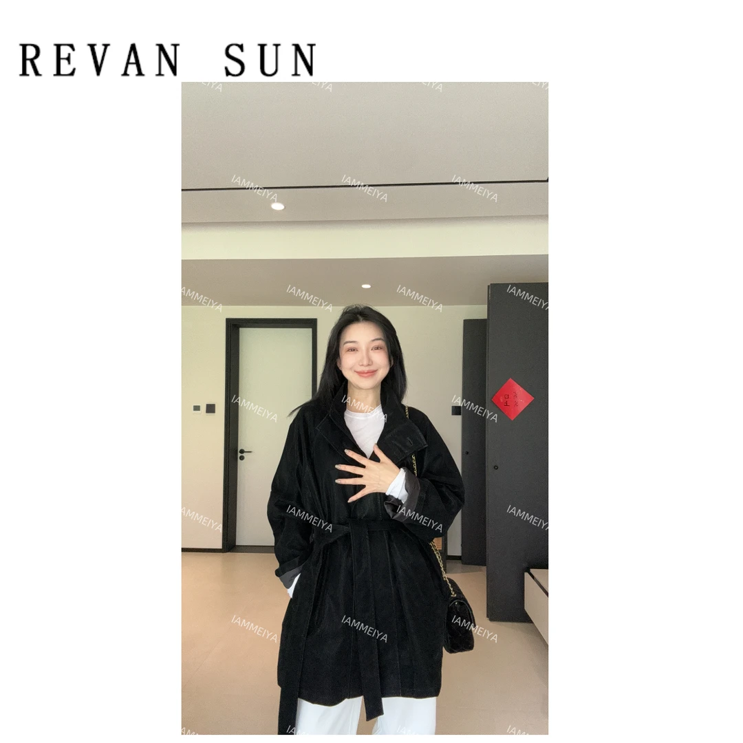 ［REVAN SUN］---大骨架穿搭 琥珀鎏光 立领风衣外套2611