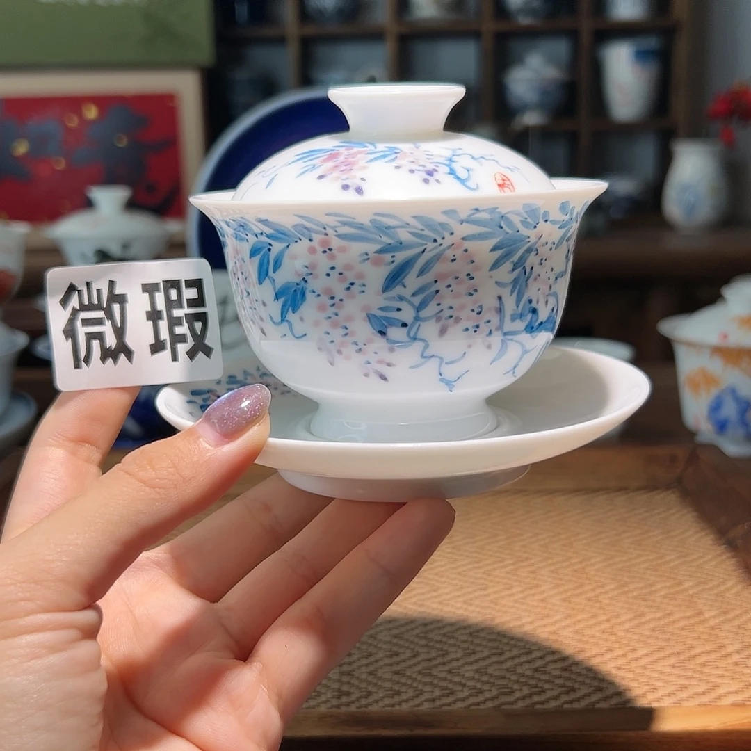【闪购商品】微瑕 手绘 盖碗