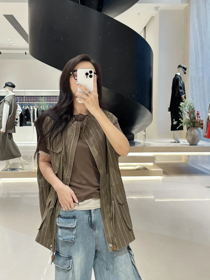 ANNENONO设计师品牌 小众 天然亚麻贴袋装饰工装风慵懒感廓型马甲