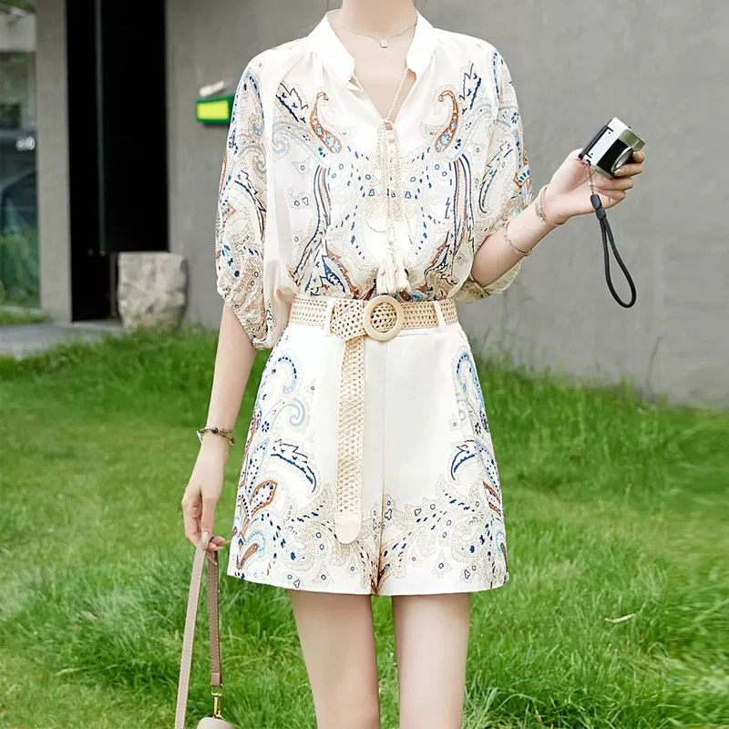 新中式短裤套装女夏季新款2025年时尚休闲收腰显瘦气质两件套欧货