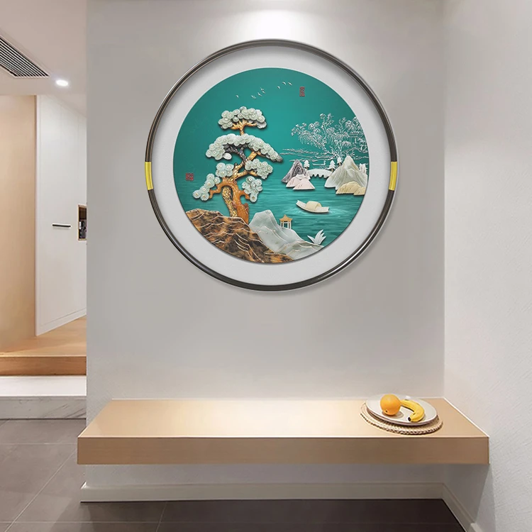 九头鸟玉雕画《望云楼》沙发背景玄关卧室餐厅茶室办公室装饰挂画