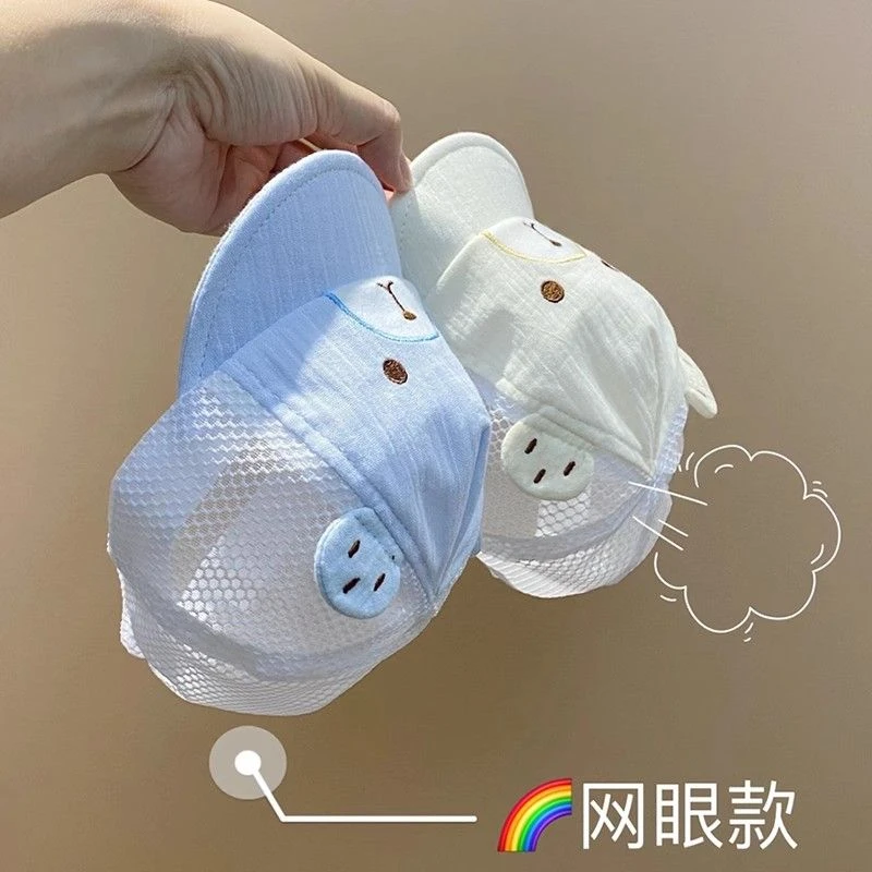 婴儿帽子夏季薄款鸭舌帽棉质无骨可爱新生儿遮阳防晒小月龄棒球帽