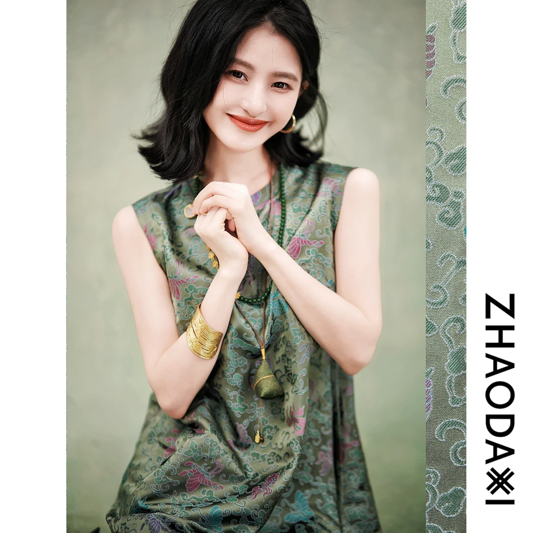 【赵大喜】非遗：端午宋锦裙 | 100真si宋锦 无袖立领