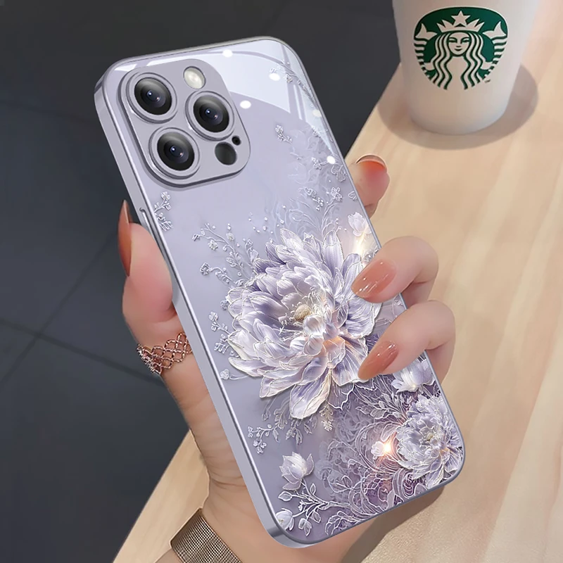 适用苹果17华为/oppo/vivo馥郁荷花手机壳16promax高级感网红新款