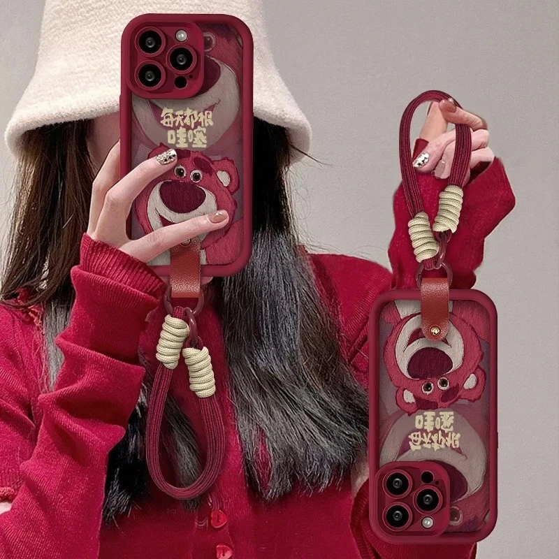 新年草莓熊适用于苹果16promax/15华为P70vivo小米oppo手机壳14红