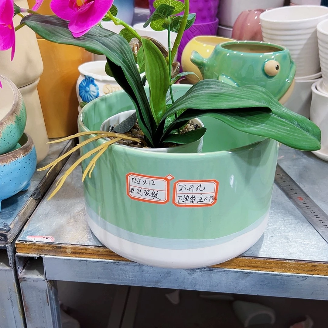 有孔，外贸尾单陶瓷花盆凑单10米包邮