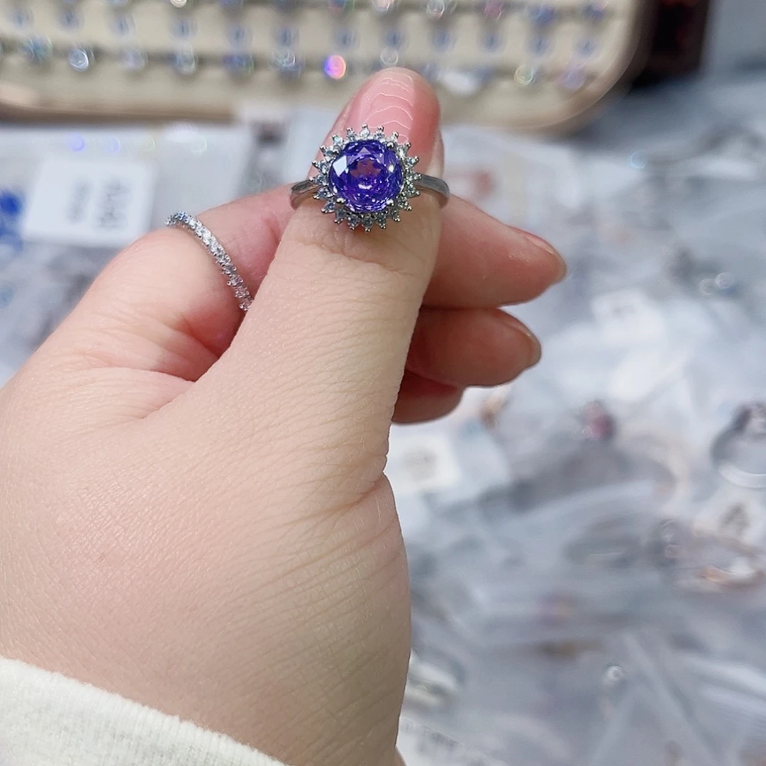 莫桑石非金属K白椭圆黄两卡紫玫瑰-14