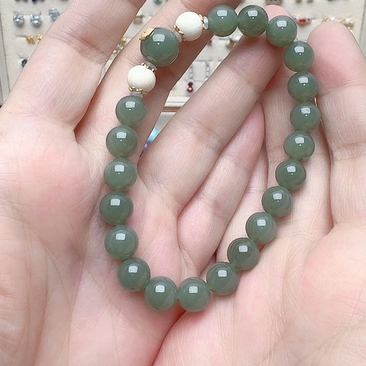 和田玉手链银S925镶嵌手链