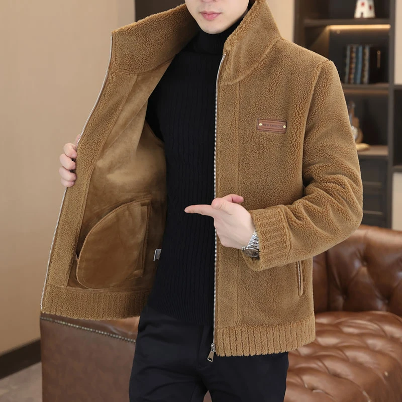 TERINELO/黛芮奈勒秋冬季新款男士毛绒外套男士立领加厚夹克保暖