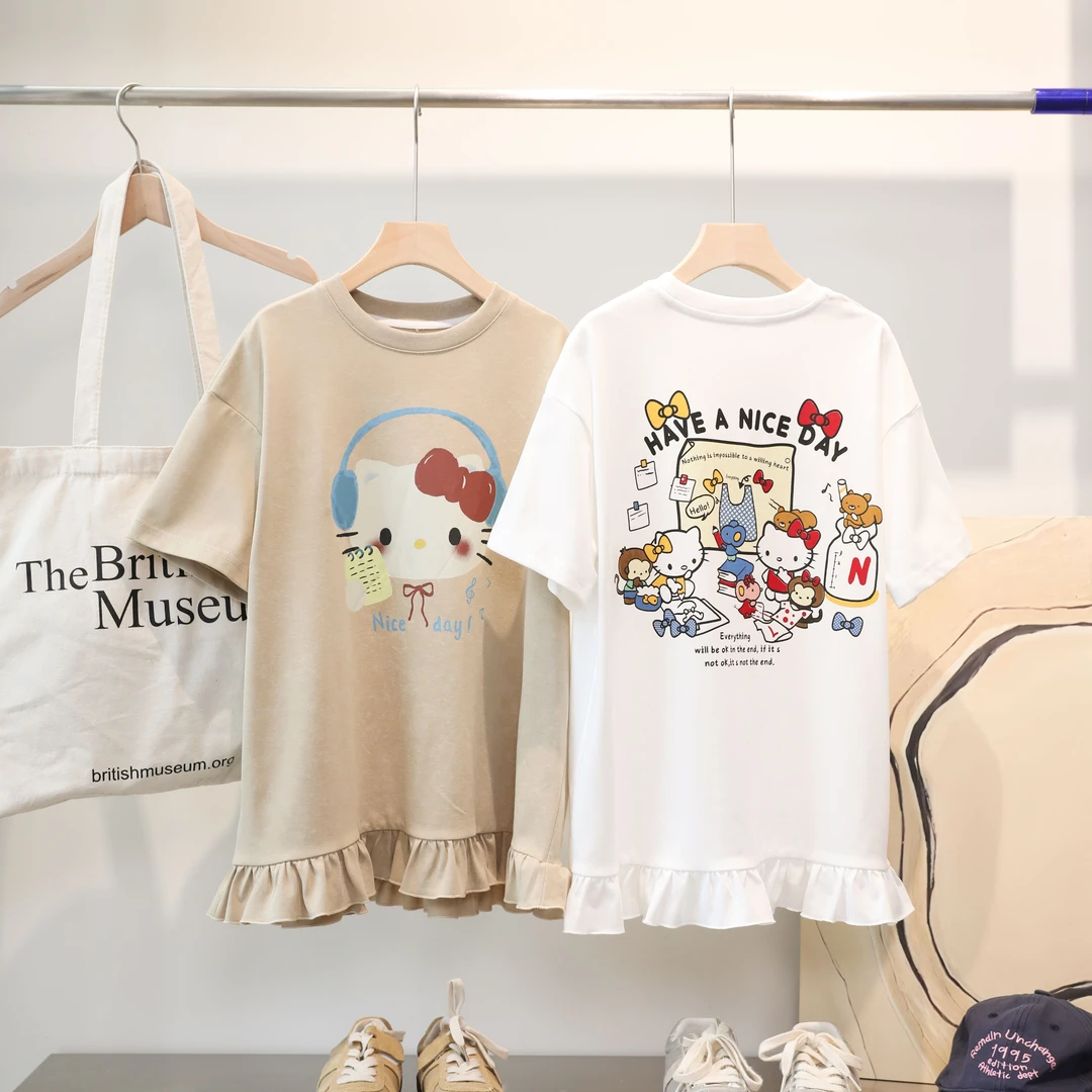 NORNOR女童【蜜糖喵语】Hello Kitty T裙萌化啦！双纱棉软  NL530118