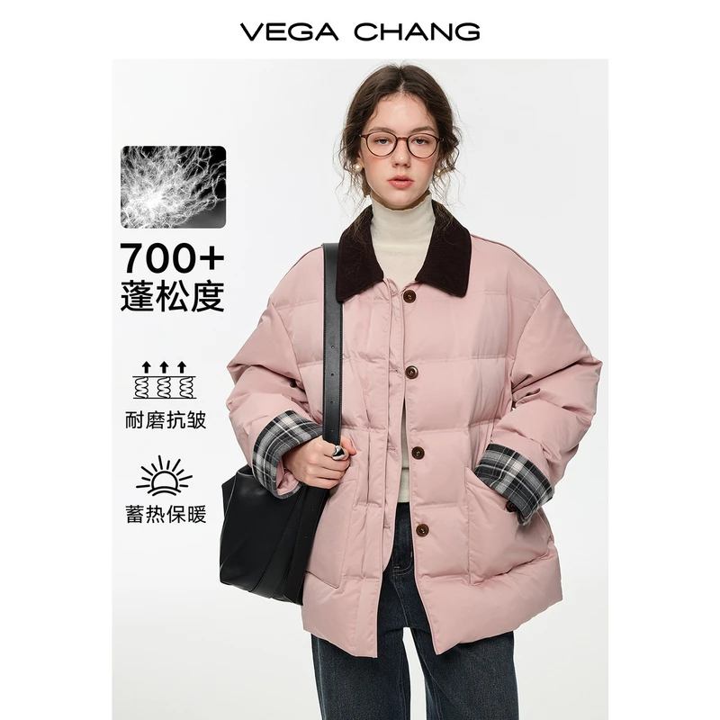 VEGA CHANG【少女甜心】撞色复古90安心绒短款羽绒服冬新款036JJ DB