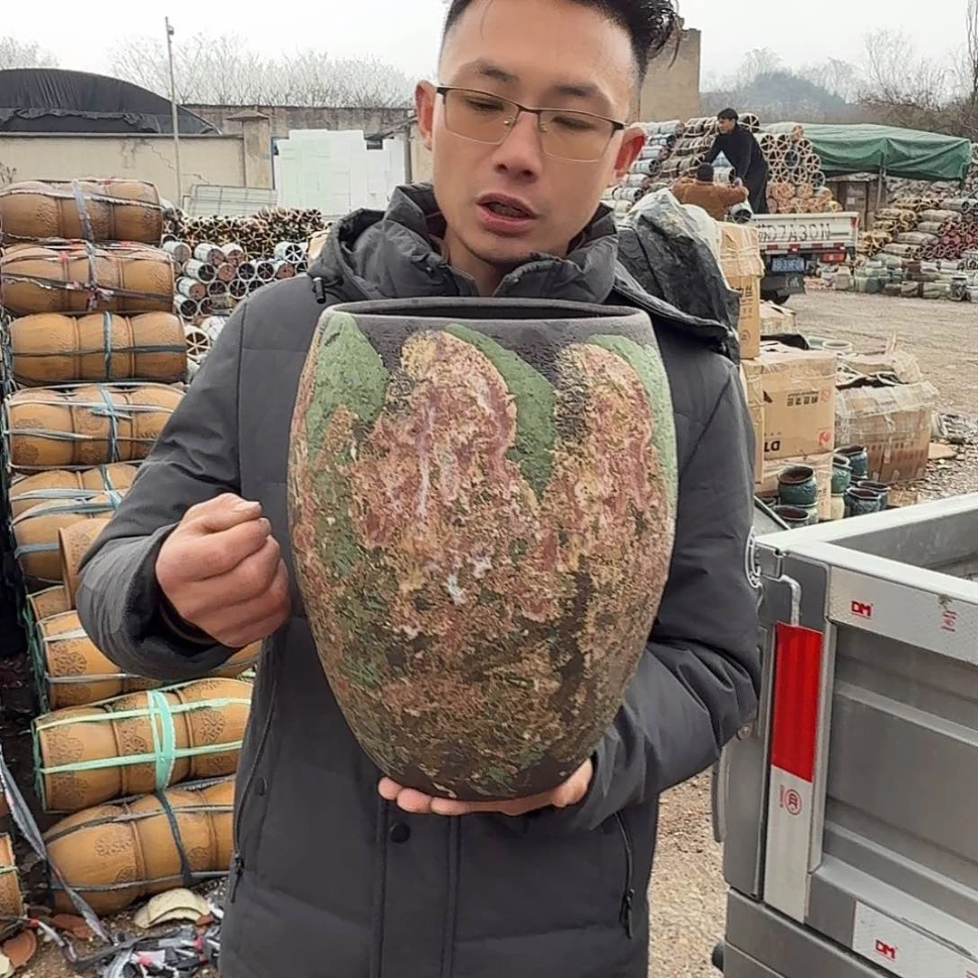 紫砂花盆口21高31（一个黑色蛋壳泼墨