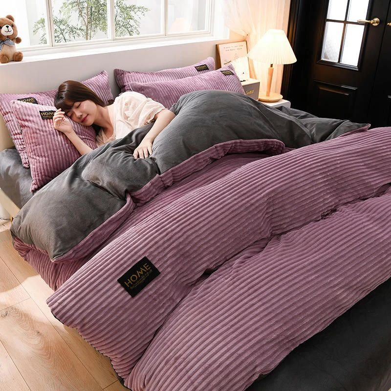 新疆西藏牛奶绒四件套加厚冬季珊瑚绒被罩三件套水晶绒魔法绒床单