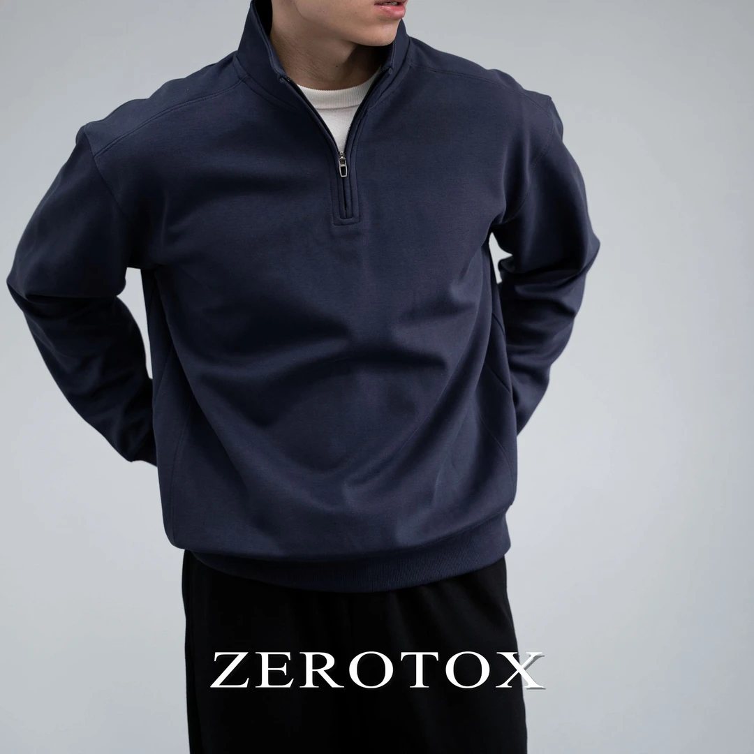 解构垫肩 重磅棉质立领卫衣半开拉链微弹抗皱运动保暖易打理秋冬