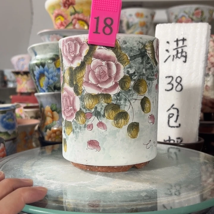 景德镇手绘花盆满38包邮偏远地区除外